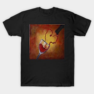 Wine Art Wine Lover Gifts Red Wine being Poured into Wine Glass T-Shirt